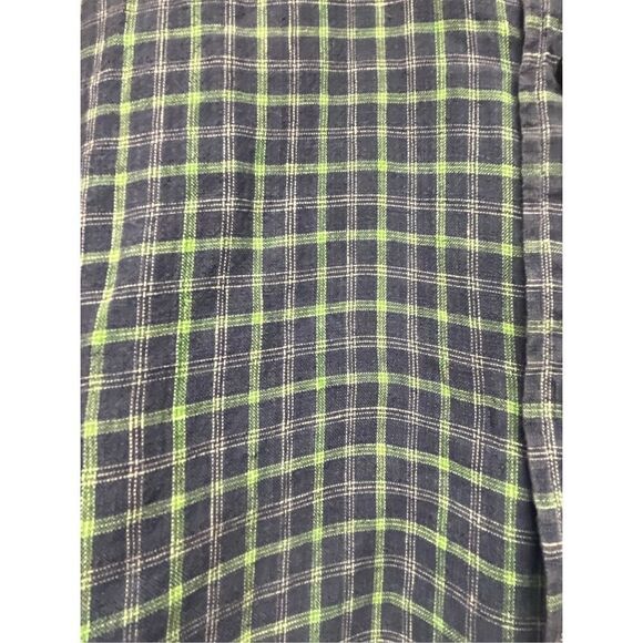 Saks Fifth Avenue Blue & Green Plaid 100% Linen Button Down Shirt sz L EUC - Picture 3 of 6